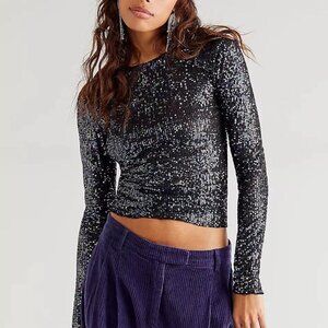 FREE PEOPLE INTIMATELY gold rush long sleeve top Sz L NEW